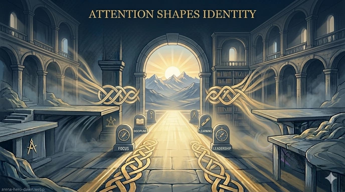 Sunrise inside the REALM arena symbolizing new beginnings